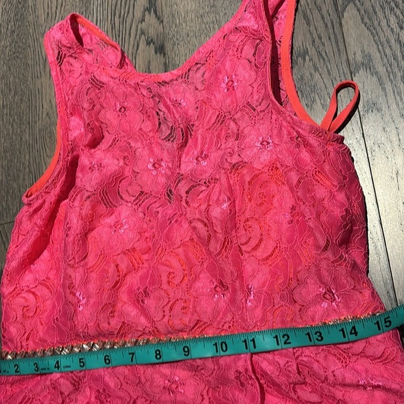 Minuet Pink Lace mini sleeveless dress Sz L - Picture 5 of 10